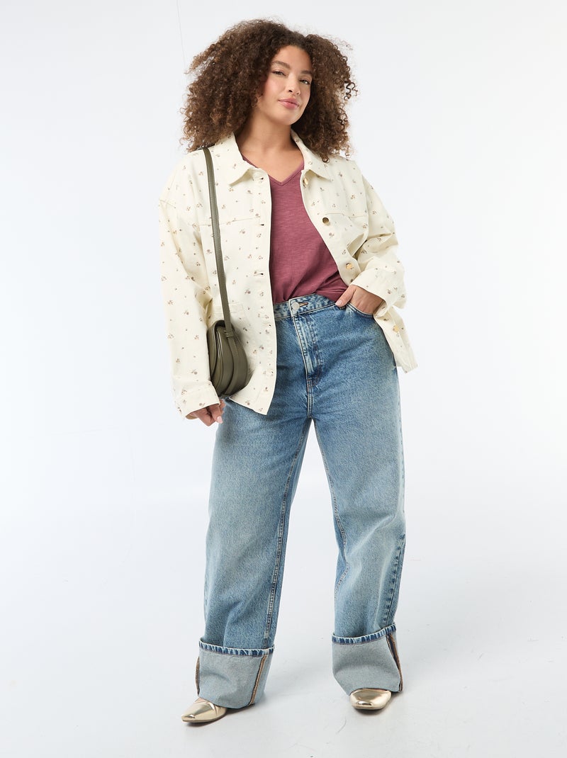 Blusa in tessuto crêpe a maniche corte Rosa - Kiabi