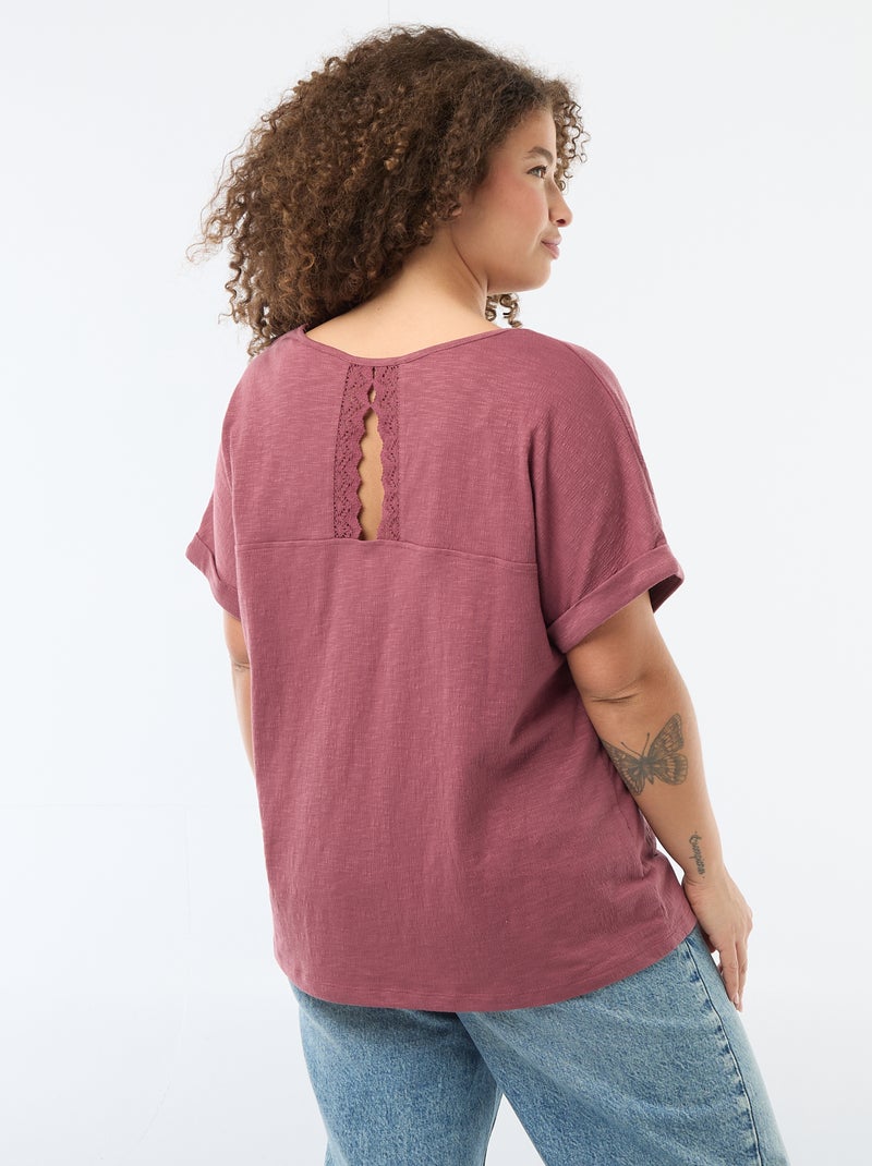 Blusa in tessuto crêpe a maniche corte Rosa - Kiabi