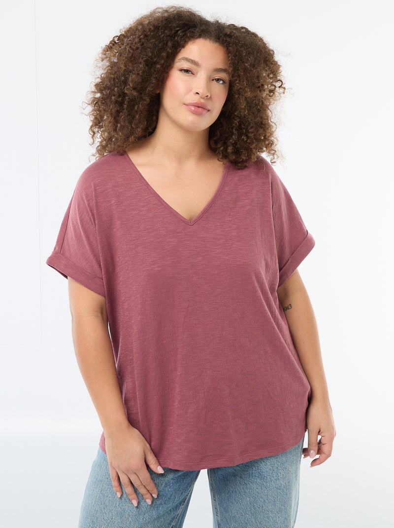Blusa in tessuto crêpe a maniche corte Rosa - Kiabi