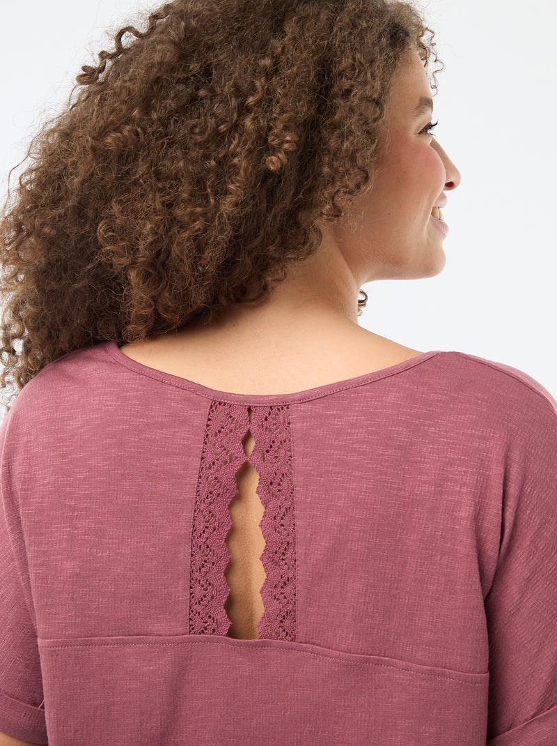 Blusa in tessuto crêpe a maniche corte Rosa - Kiabi