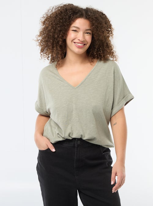 Blusa in tessuto crêpe a maniche corte - Kiabi