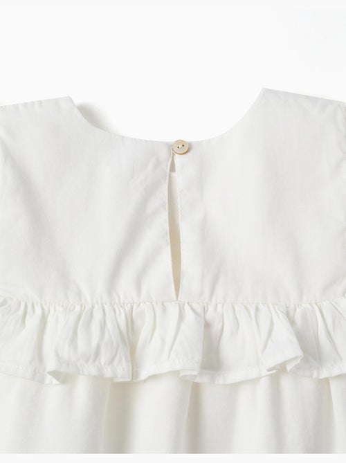 Blusa in twill a manica lunga con volant e ricami - Kiabi Blusa in twill a manica lunga con volant e ricami - Kiabi