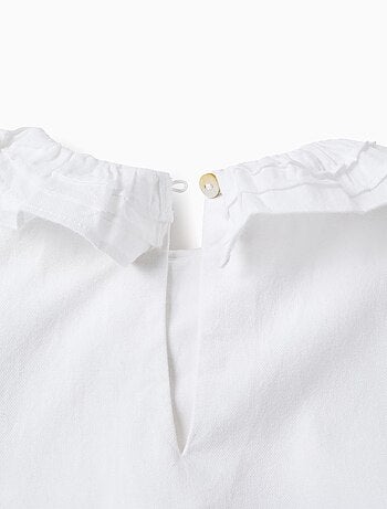 Blusa in twill di cotone con volant