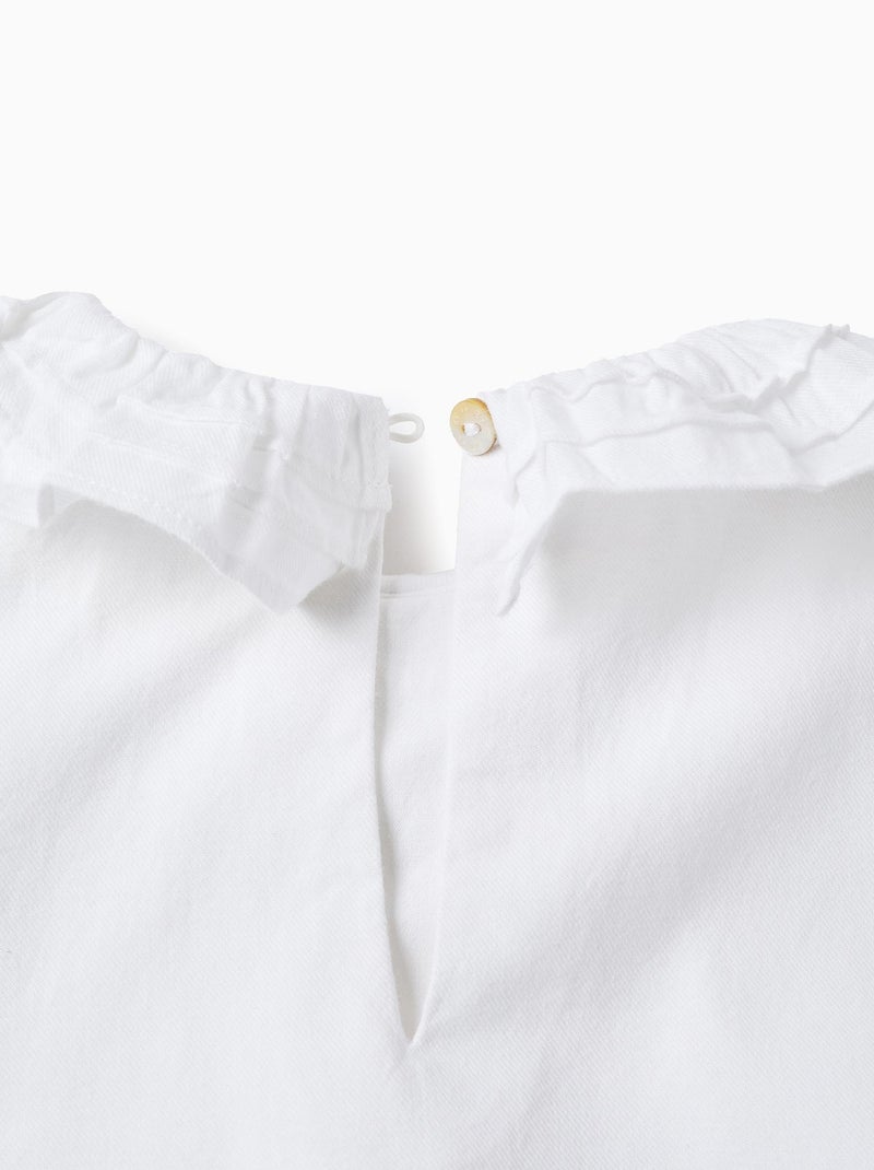 Blusa in twill di cotone con volant Bianco - Kiabi