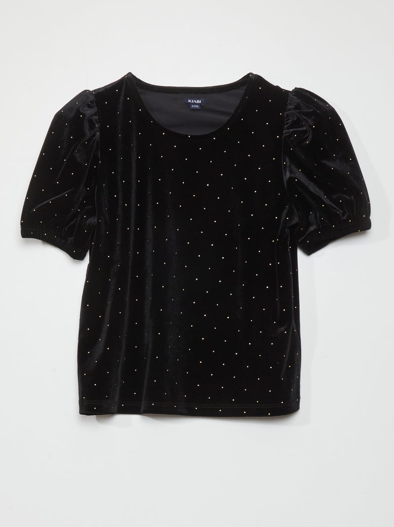 Blusa in velluto a maniche lunghe NERO - Kiabi
