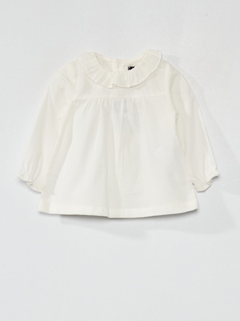 Blusa in voile di cotone Bianco - Kiabi