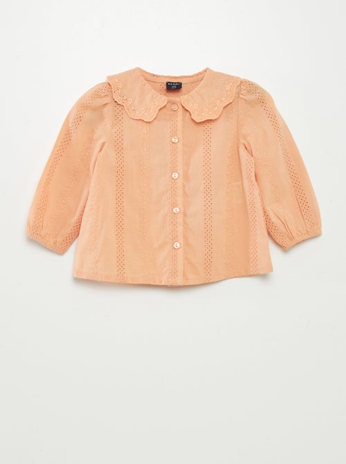 Blusa in voile di cotone con ricami a punto inglese - Kiabi