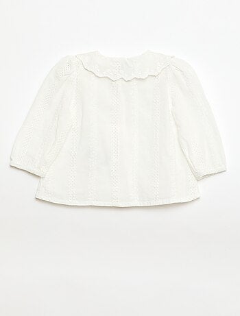Blusa in voile di cotone con ricami