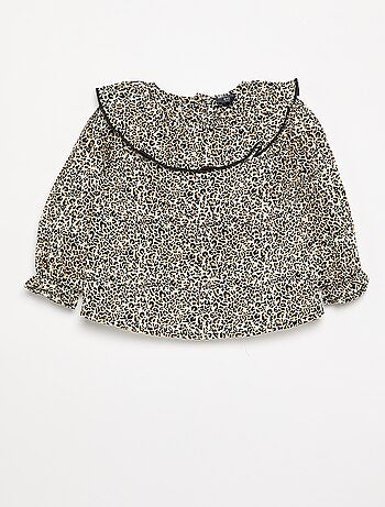 Blusa in voile di cotone fantasia leopardata