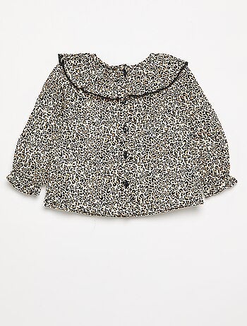 Blusa in voile di cotone fantasia leopardata