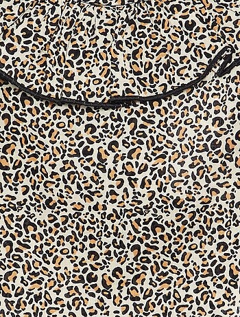 Blusa in voile di cotone fantasia leopardata