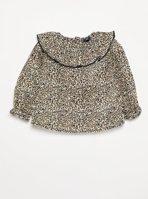 Blusa in voile di cotone fantasia leopardata - Kiabi