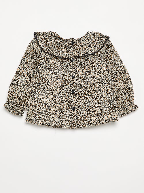 Blusa in voile di cotone fantasia leopardata - Kiabi