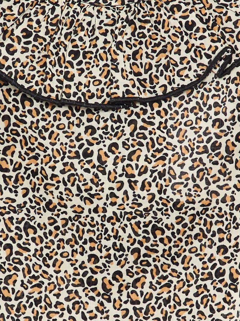 Blusa in voile di cotone fantasia leopardata Marrone - Kiabi