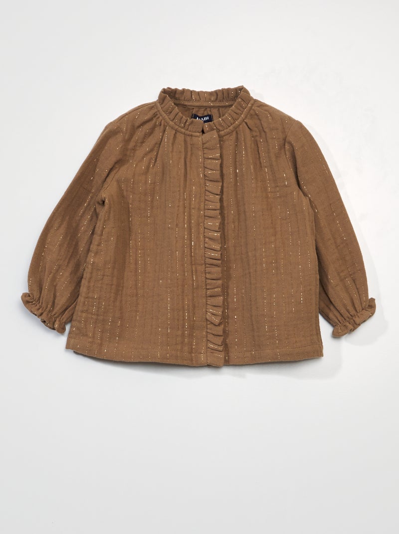 Blusa in voile di cotone MARRONE - Kiabi