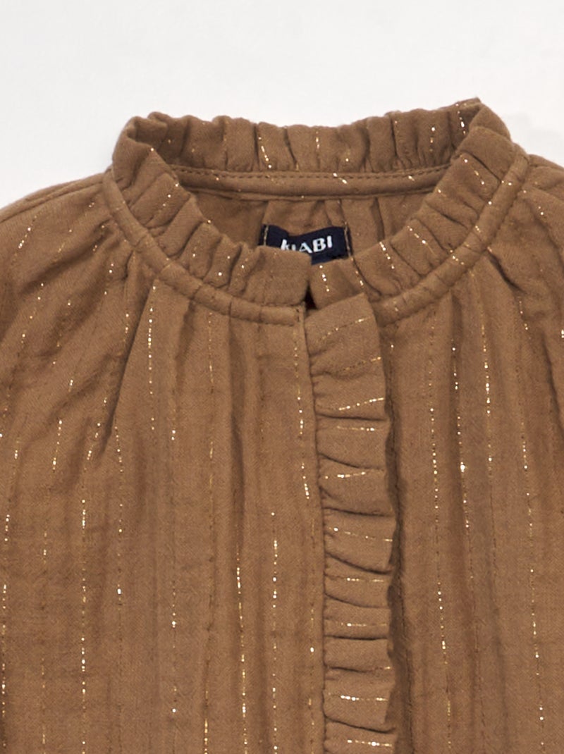 Camicia oversize in garza di cotone - MARRONE - Donna - 25.00