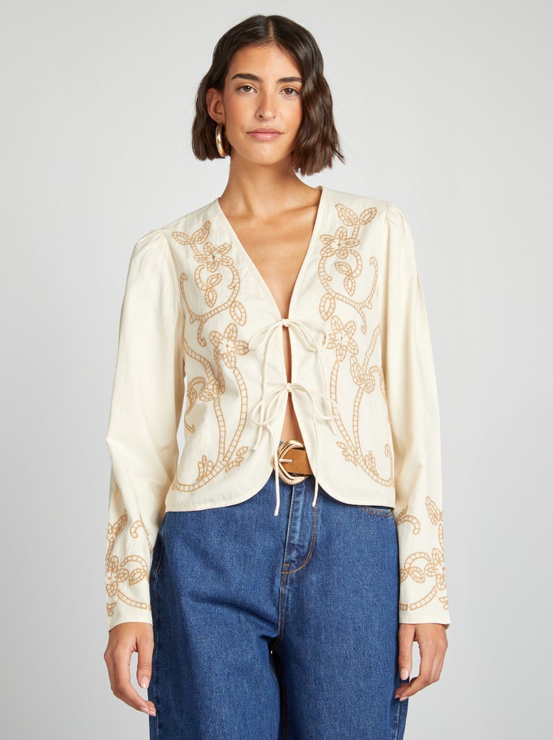Blusa kimono ricamata BIANCO - Kiabi