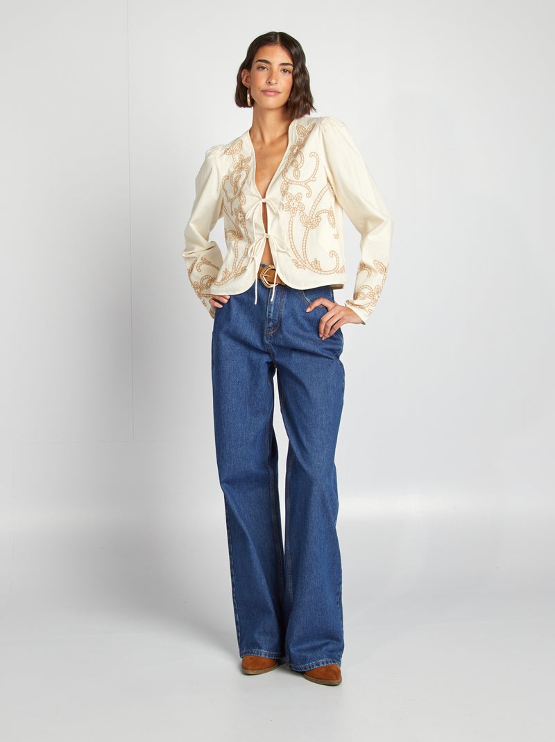 Blusa kimono ricamata BIANCO - Kiabi
