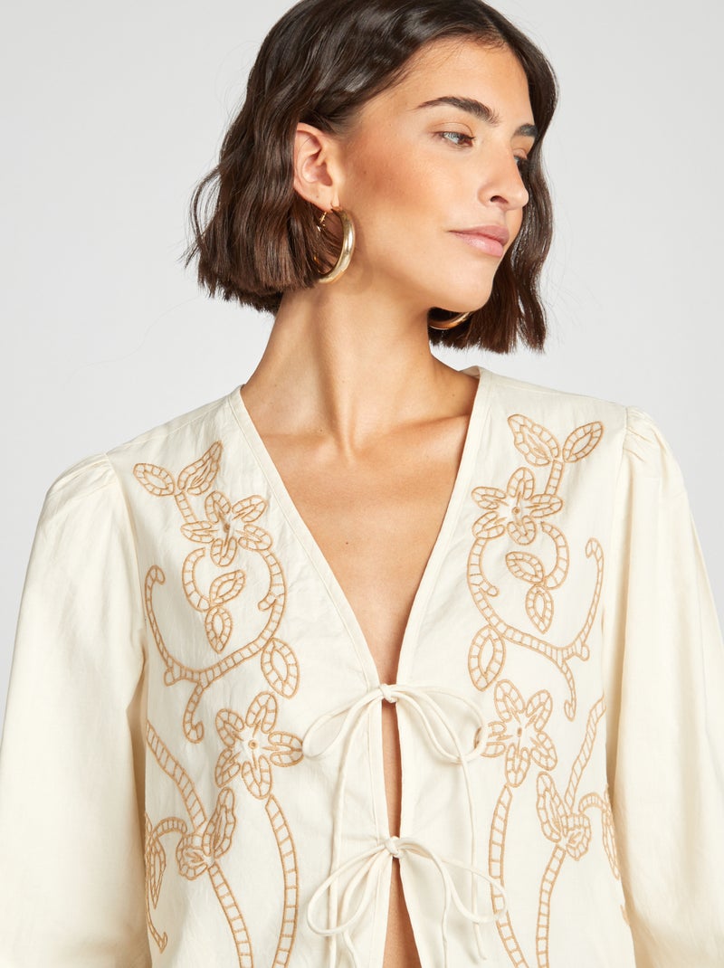Blusa kimono ricamata BIANCO - Kiabi
