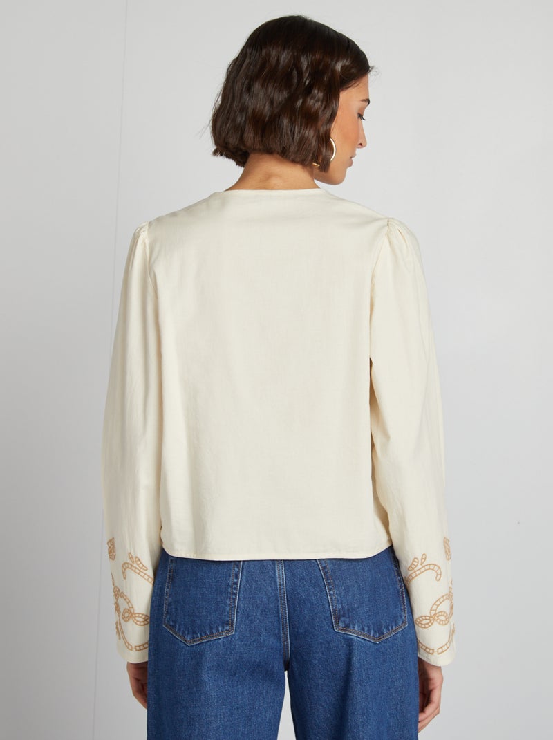 Blusa kimono ricamata BIANCO - Kiabi