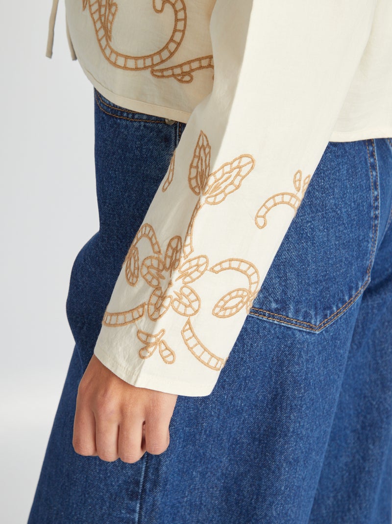 Blusa kimono ricamata BIANCO - Kiabi