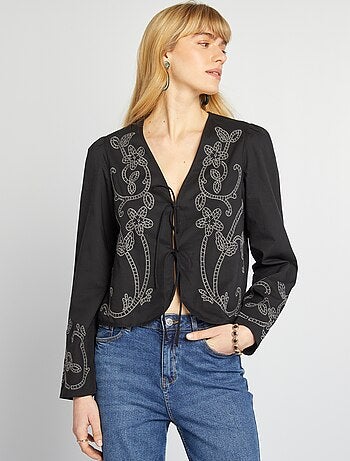 Blusa kimono ricamata