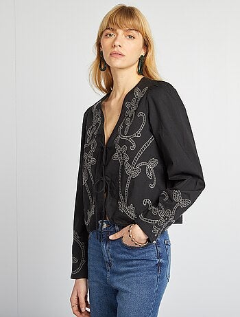 Blusa kimono ricamata