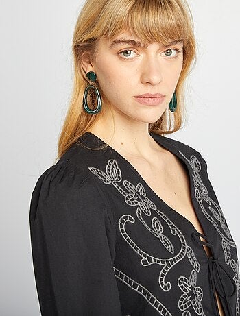Blusa kimono ricamata