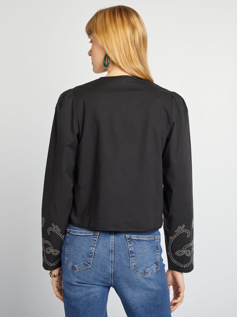 Blusa kimono ricamata nero - Kiabi