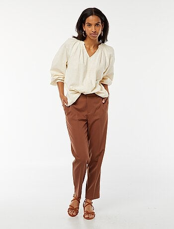 Blusa larga in cotone con ricami