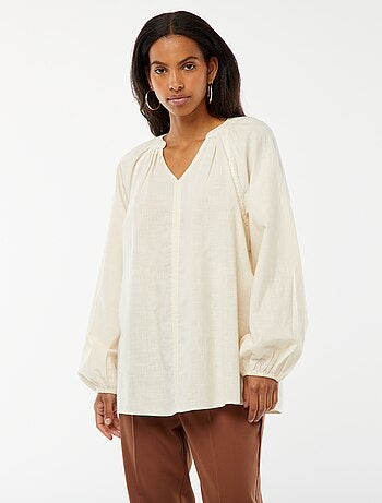 Blusa larga in cotone con ricami