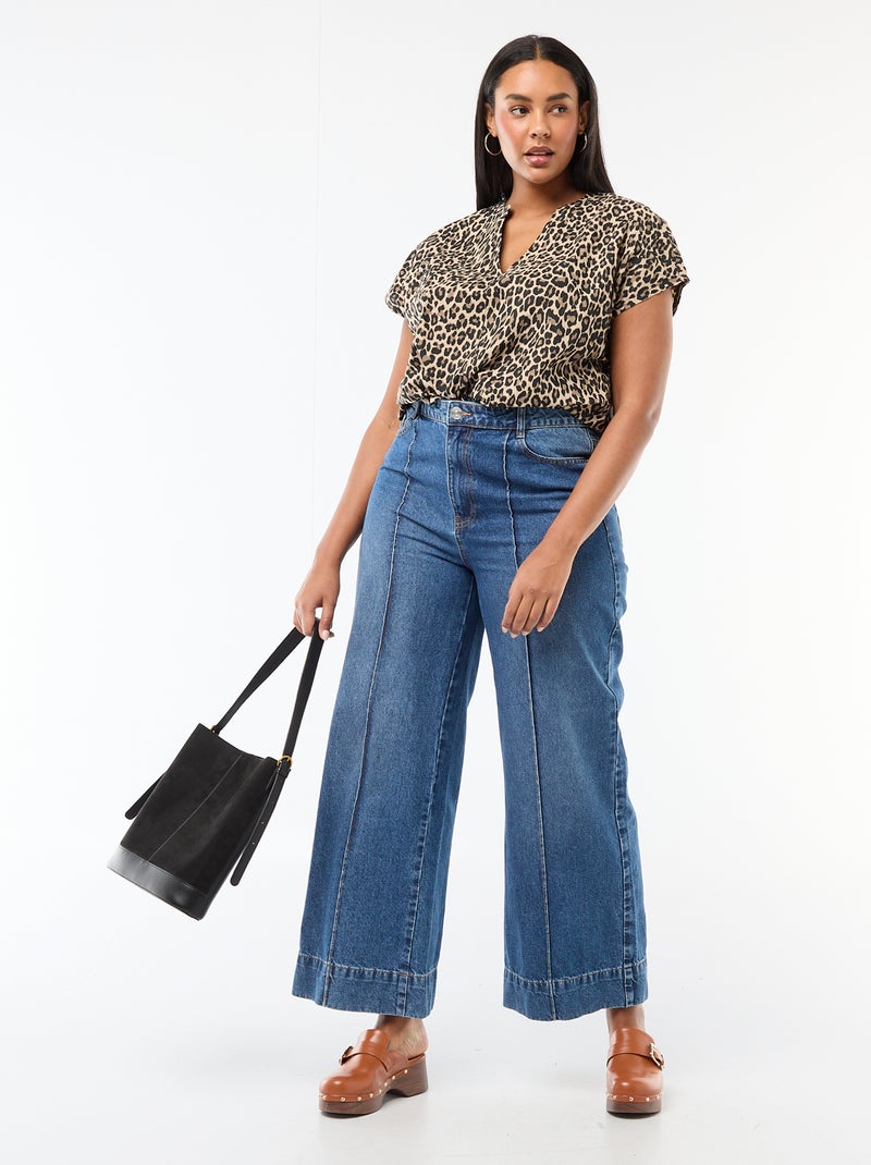 Blusa leggera a maniche corte Beige - Kiabi