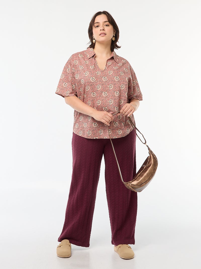 Blusa leggera a maniche corte con motivo Rosa - Kiabi