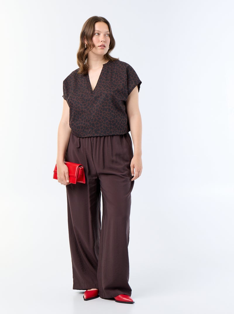 Blusa leggera a maniche corte Marrone - Kiabi