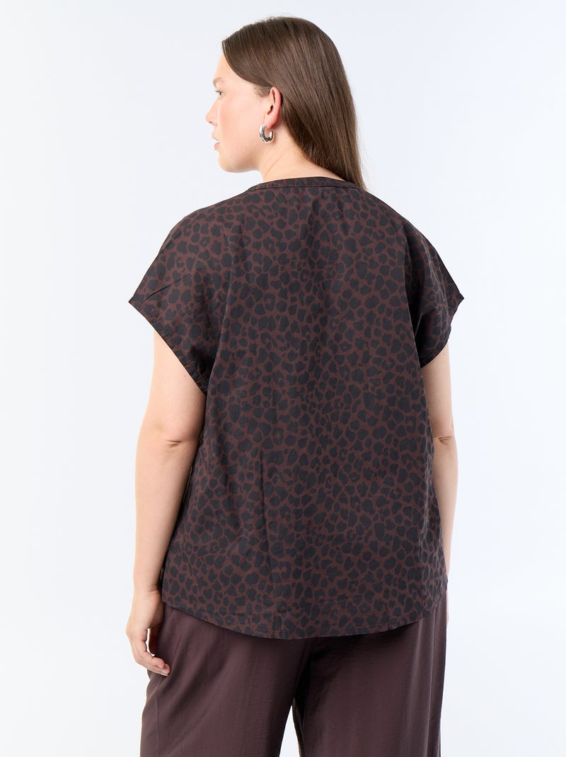 Blusa leggera a maniche corte Marrone - Kiabi