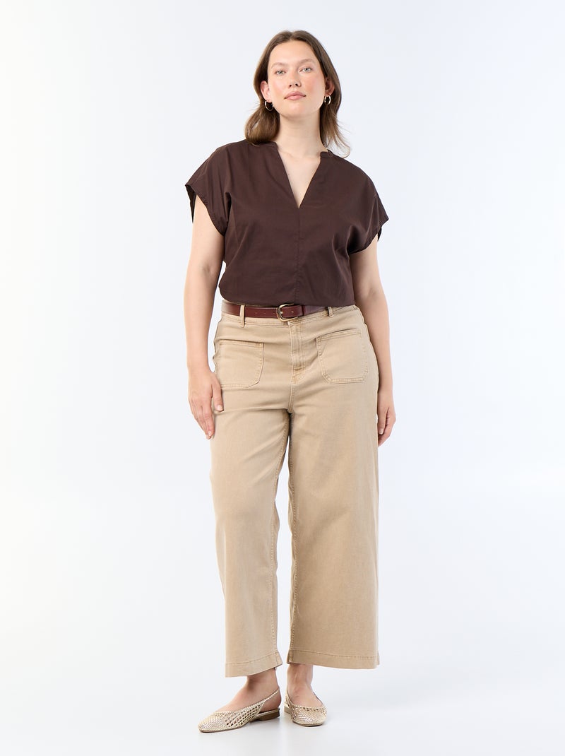 Blusa leggera a maniche corte Marrone - Kiabi