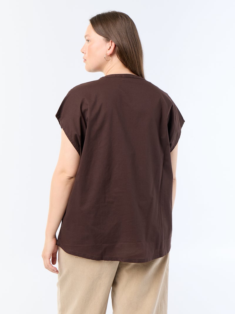 Blusa leggera a maniche corte Marrone - Kiabi