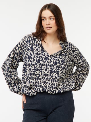 Blusa leggera a maniche lunghe con motivo
