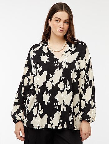 Blusa leggera a maniche lunghe con motivo