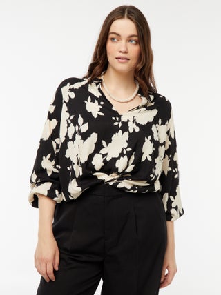 Blusa leggera a maniche lunghe con motivo