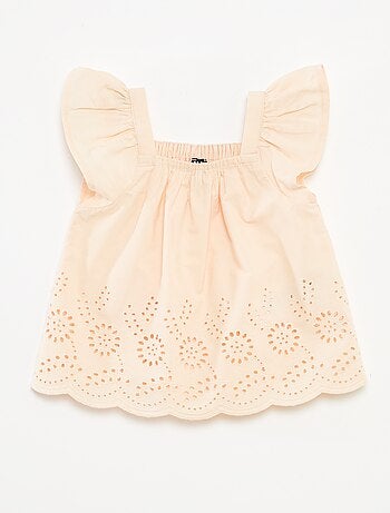 Blusa leggera con spalline con volant e ricami