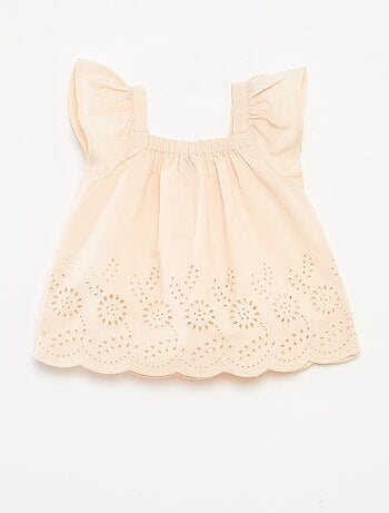Blusa leggera con spalline con volant e ricami