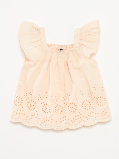 Blusa leggera con spalline con volant e ricami - Kiabi