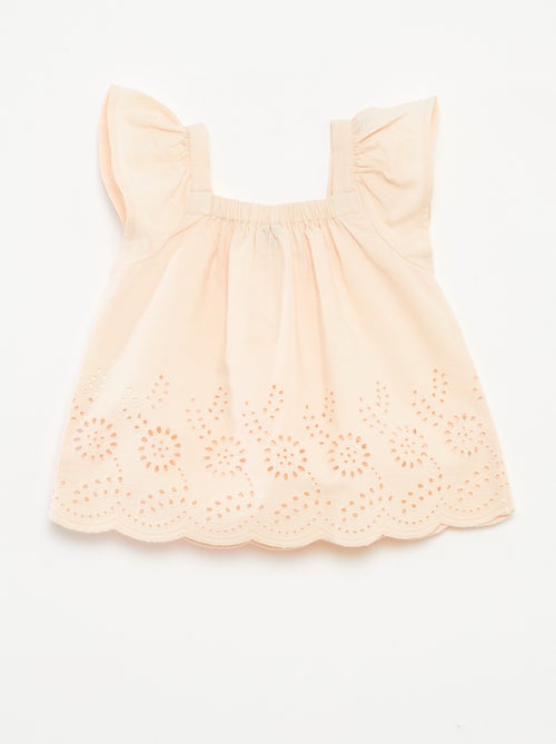 Blusa leggera con spalline con volant e ricami - Kiabi