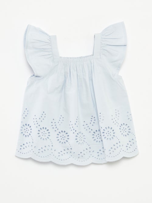Blusa leggera con spalline con volant e ricami - Kiabi
