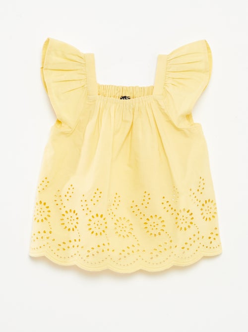 Blusa leggera con spalline con volant e ricami - Kiabi