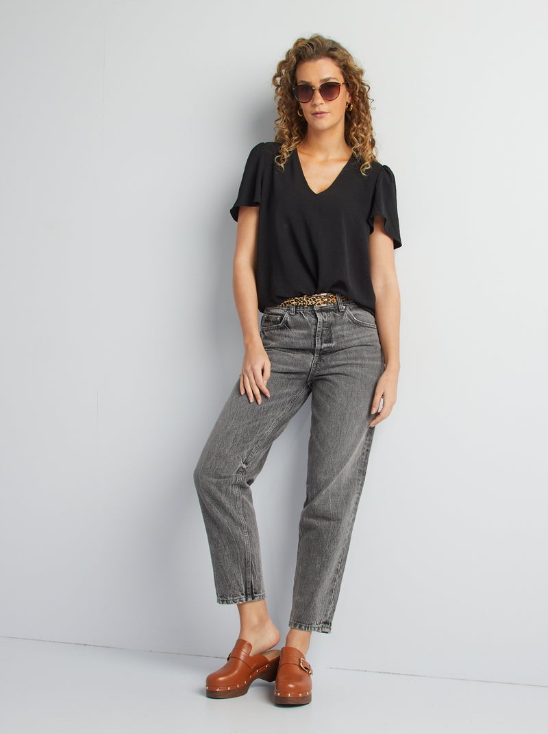 Blusa leggera con volant nero - Kiabi