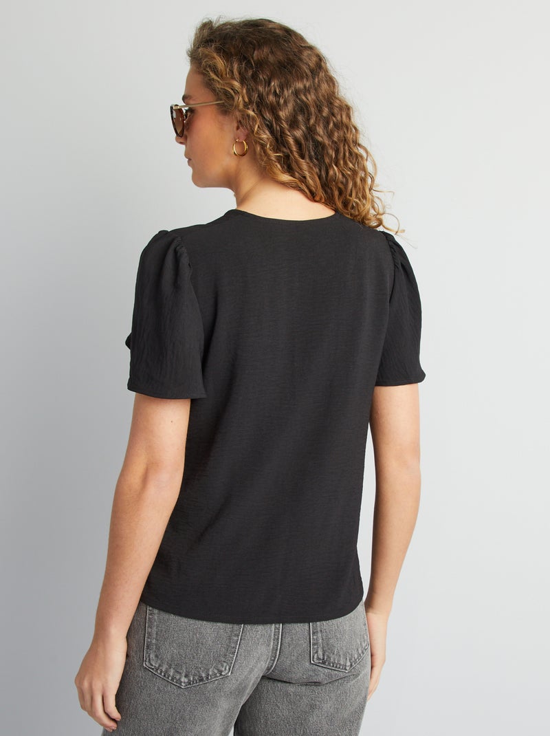 Blusa leggera con volant nero - Kiabi