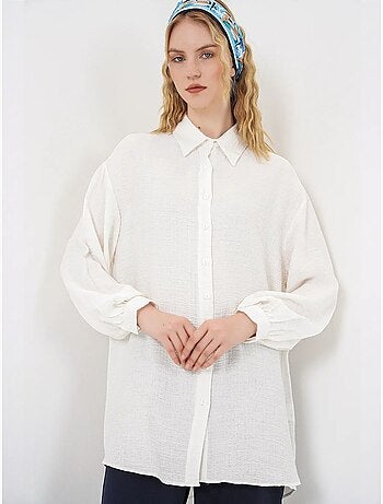 Blusa lunga oversize testurizzata con collo a camicia bdart
