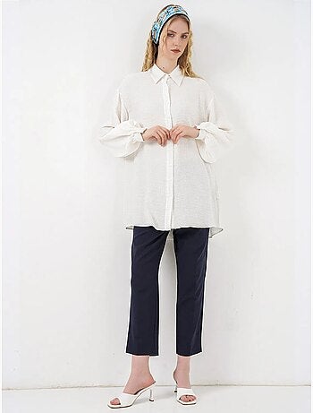 Blusa lunga oversize testurizzata con collo a camicia bdart